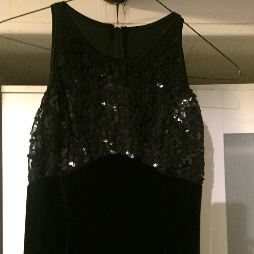Women's Black Long Sequin Velour Dress M
